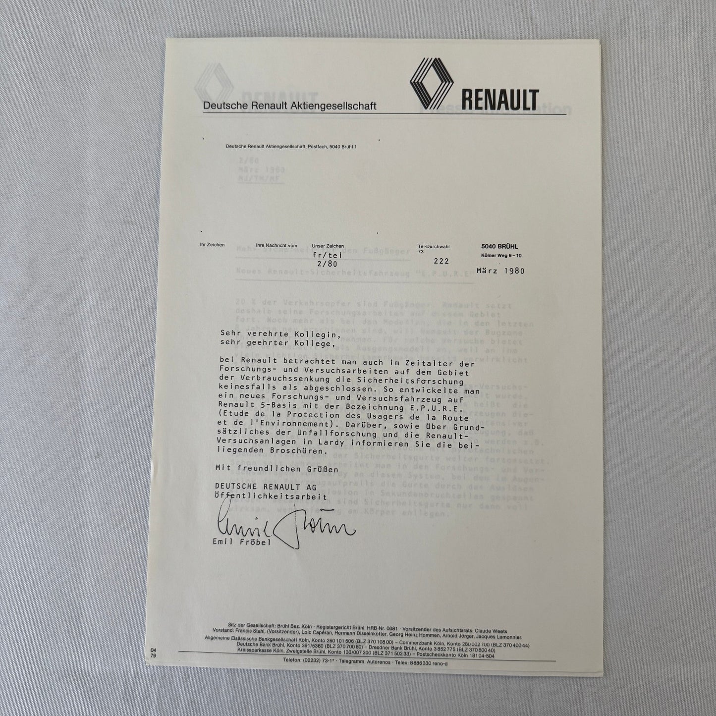 1980 Renault 5 Safety Testing Car Press Kit Brochure Photos Vintage GERMAN Text