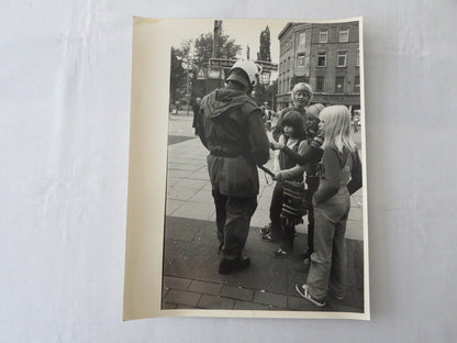 Vintage 1970s Photo Photograph Image -  Children with Military Soldier Germany ?