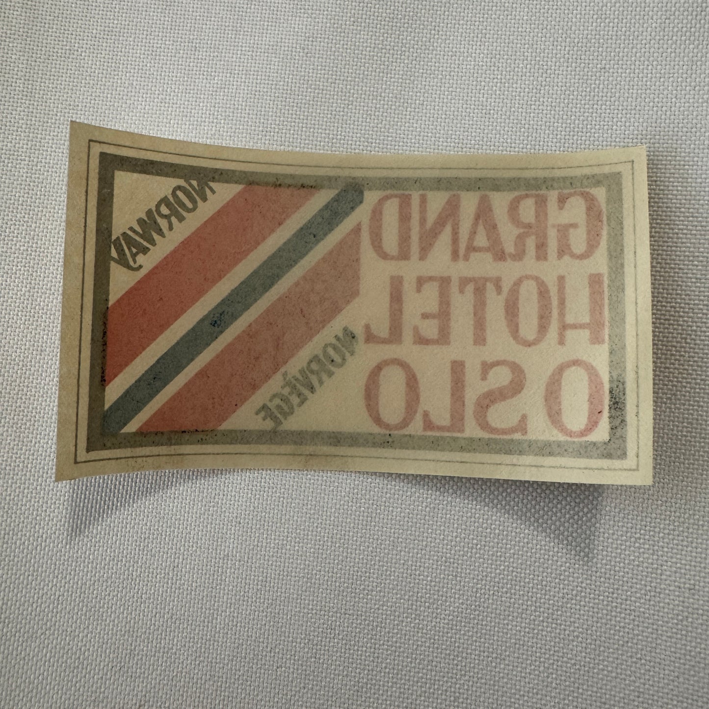 Vintage Travel Luggage Label Grand Hotel Oslo Norway Norvege