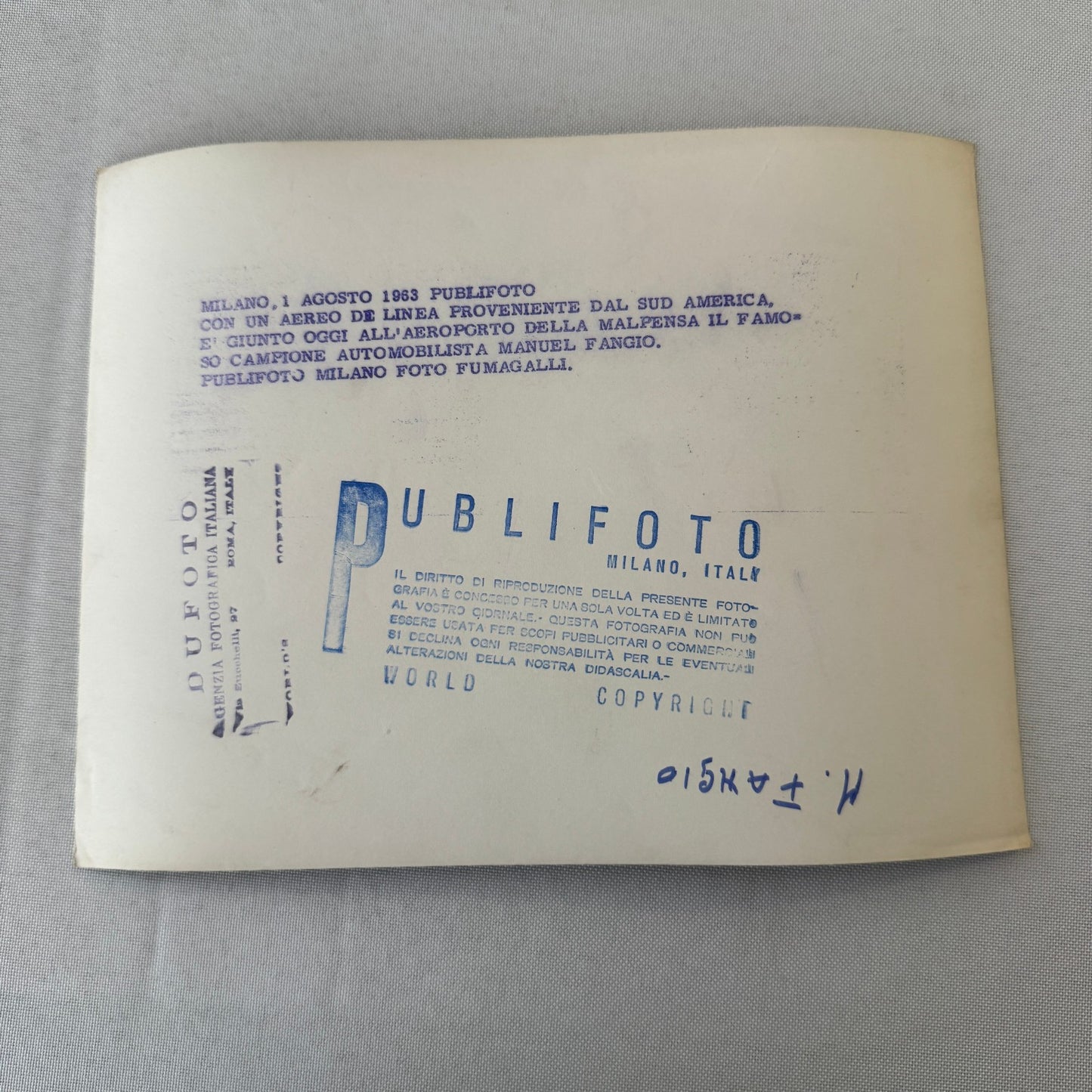 Juan Manuel Fangio Racing Driver Press Photo Photograph Vintage 1963
