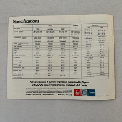 1976 Pontiac Sales Brochure Catalog Sunbird Ventura Astre Vintage Advertising