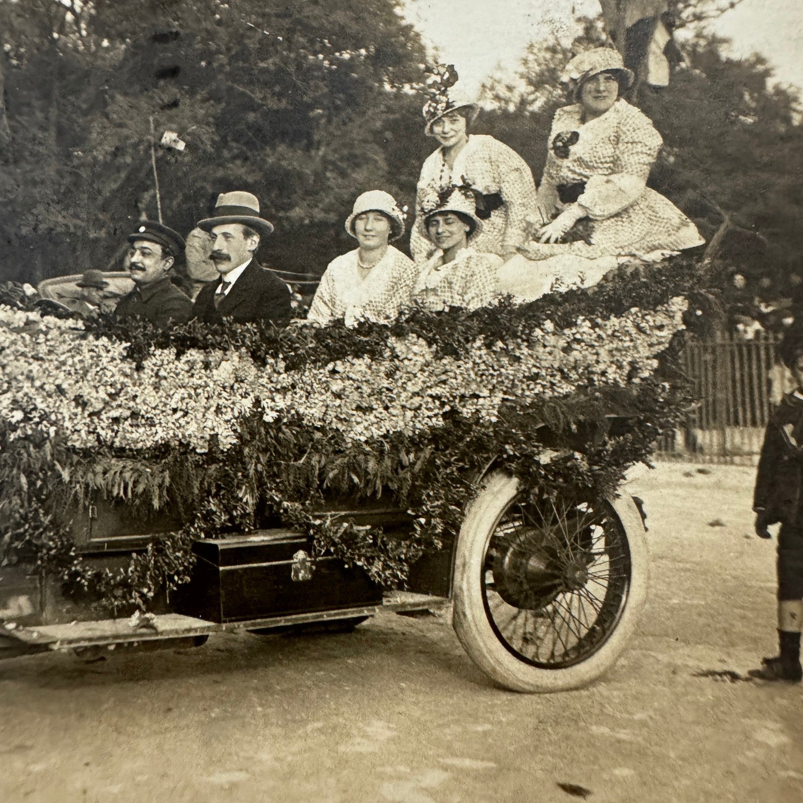 Vintage Postcard Real Photo Postcard RPPC Post Card Early Automobile Parade Car