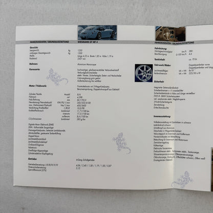 2005 Wiesmann GT Brochure Catalog Sports Car GERMAN Text