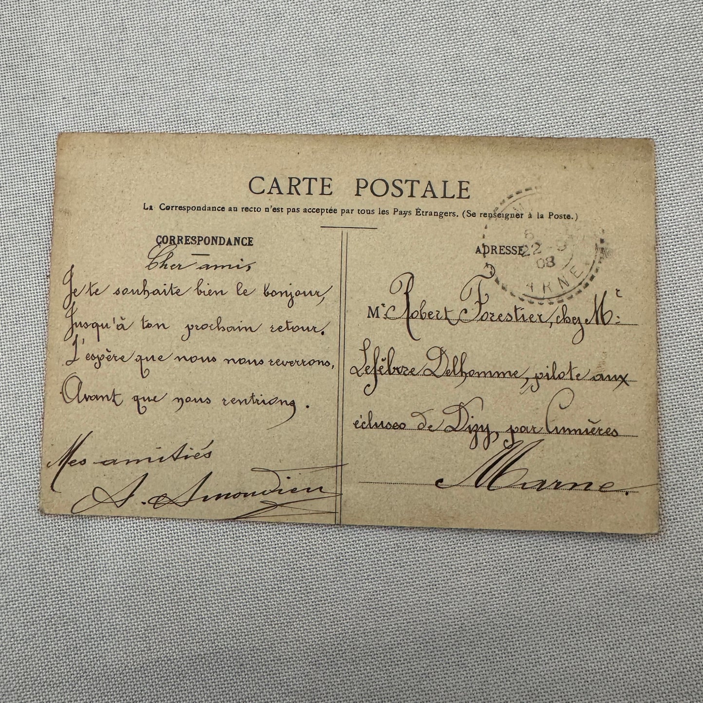 Vintage Airship Dirigible Zeppelin Postcard Post Card French Louis Malecot