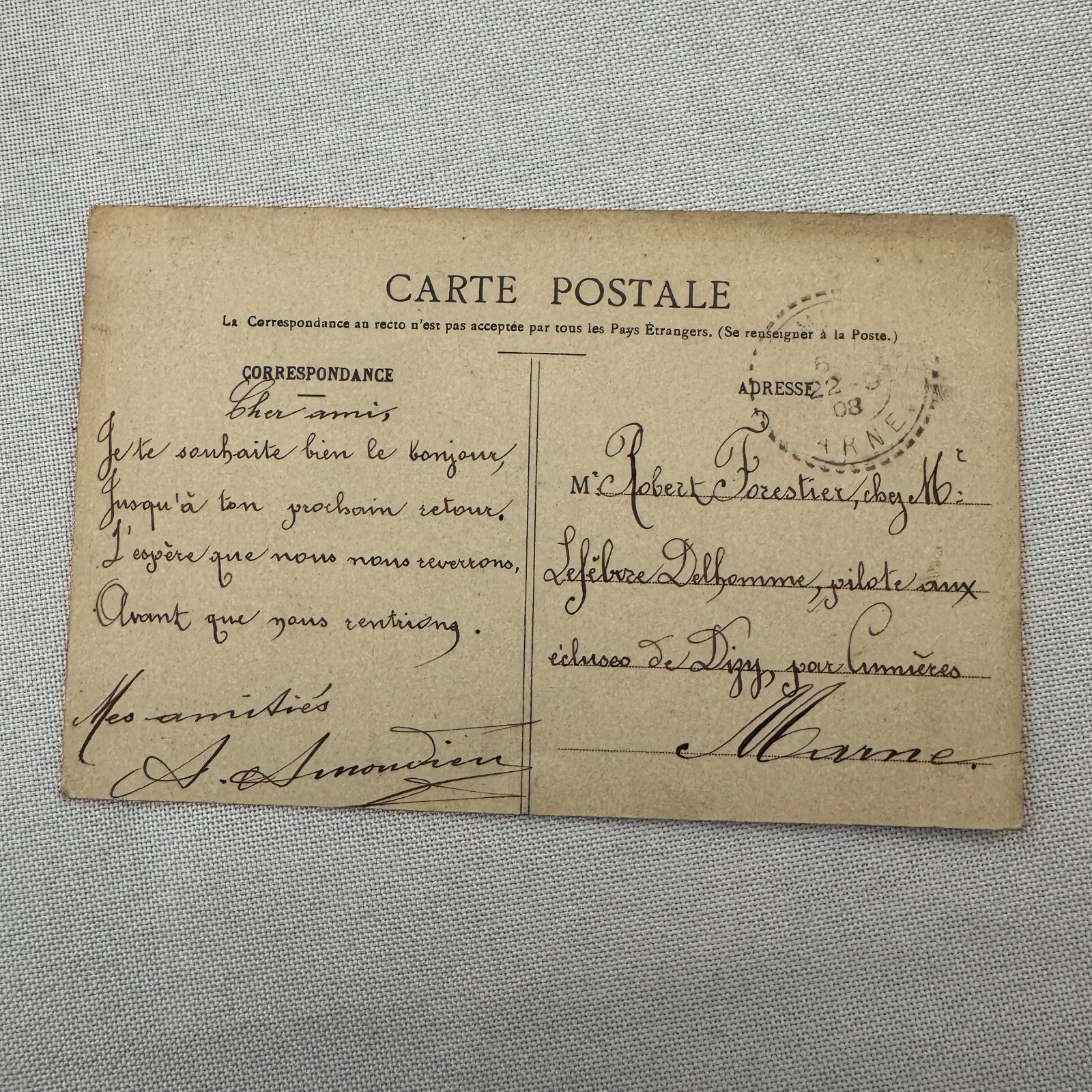 Vintage Airship Dirigible Zeppelin Postcard Post Card French Louis Malecot