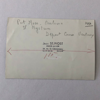 Vintage Pat Carlsson Moss Rally Racing Driver Photo Photograph Saab Car 