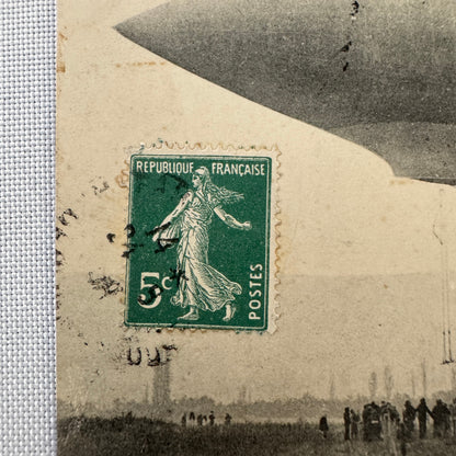 Vintage Zeppelin Airship Dirigible Postcard Post Card French Republique Military