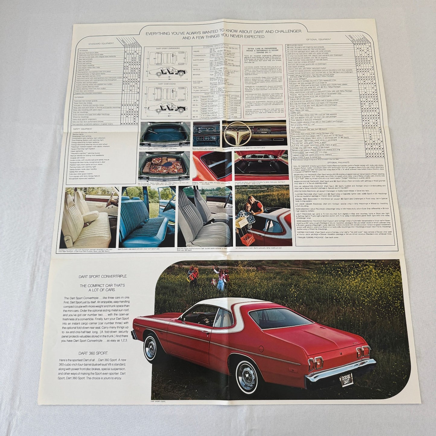 1974 Dodge Dart and Dodge Challenger Car Sales Brochure Catalog Advertising