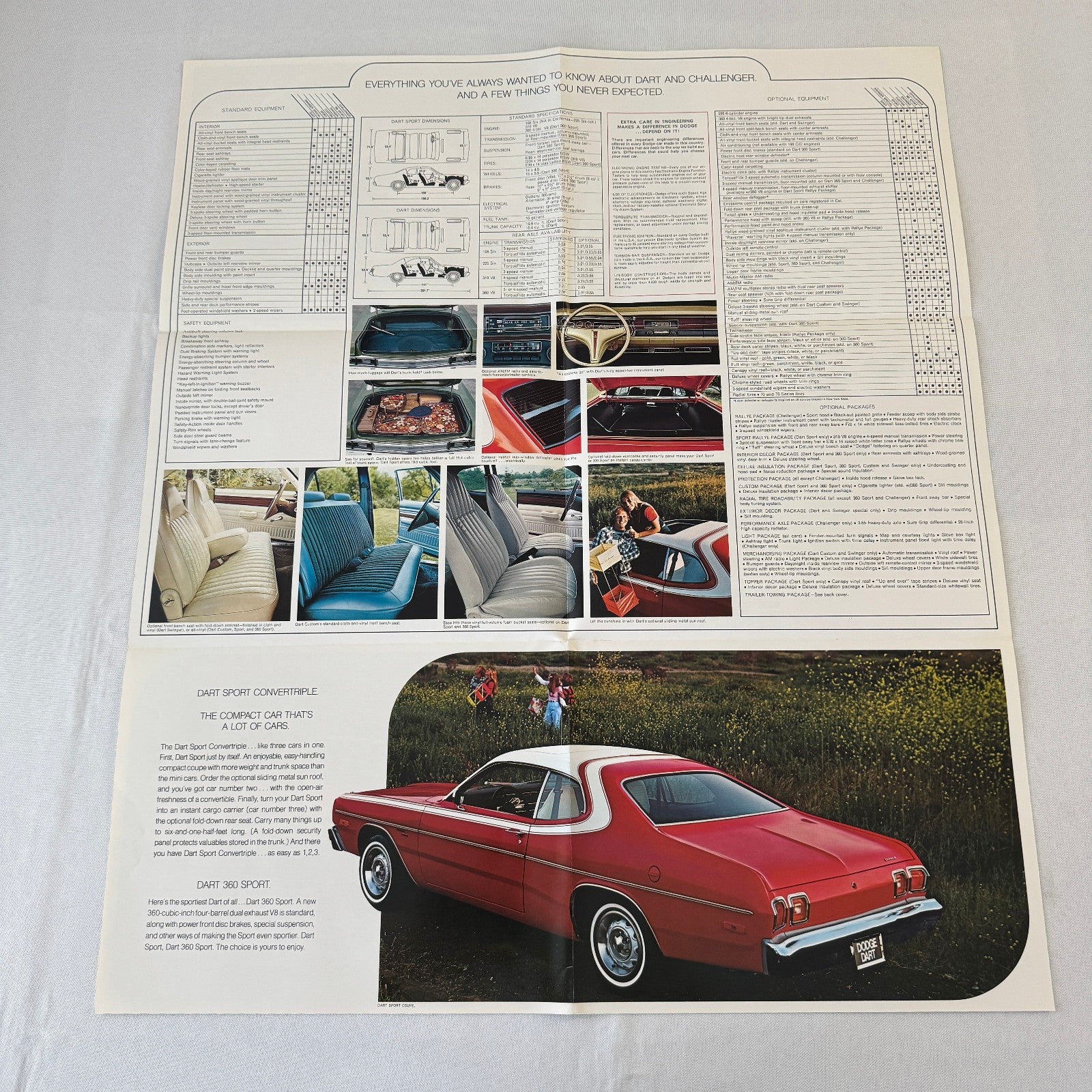 1974 Dodge Dart and Dodge Challenger Car Sales Brochure Catalog Advertising
