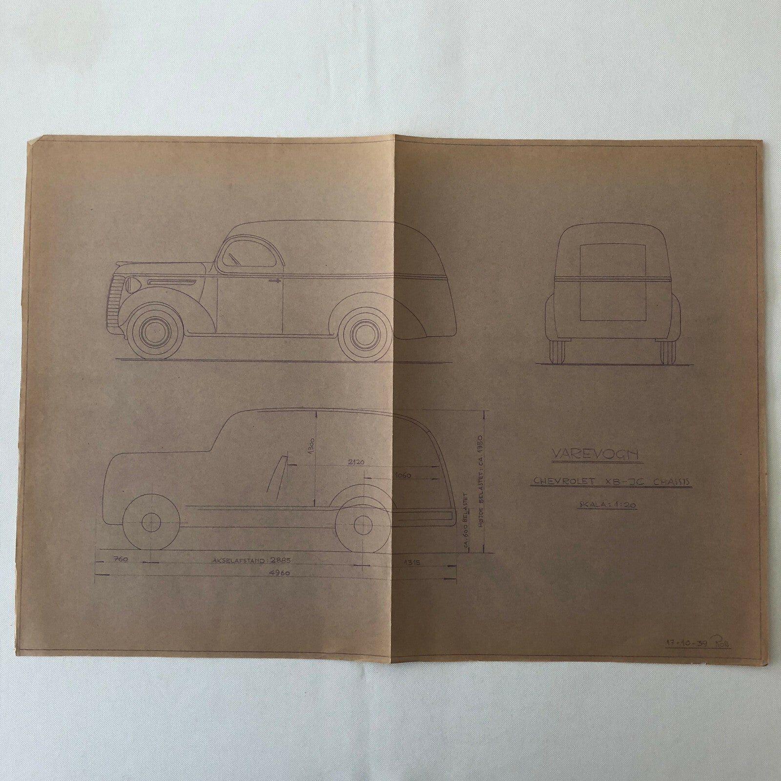 1939 Coachbuilder Truck Design Blueprint Rendering Blue Print Panel Van 