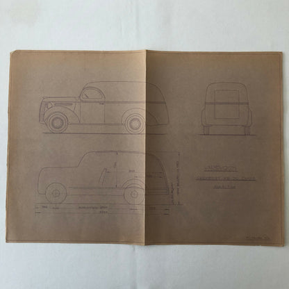 1939 Coachbuilder Truck Design Blueprint Rendering Blue Print Panel Van 