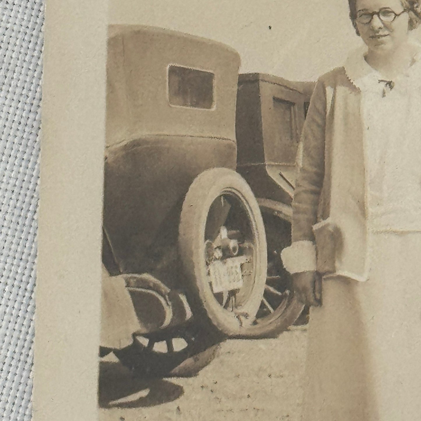 Vintage Car Photo Photograph Print Woman with Automobile Snapshot