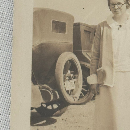 Vintage Car Photo Photograph Print Woman with Automobile Snapshot