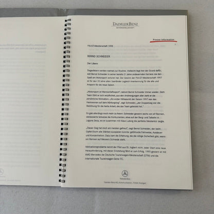1998 Mercedes CLK GTR GT Racing Press Kit Photos Mark Webber Driver GERMAN