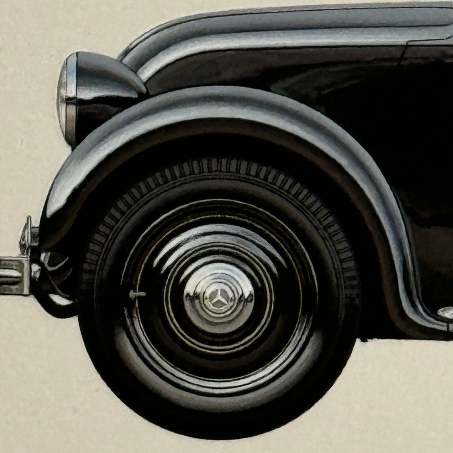 1934 Mercedes Benz 130 W23 Car Illustration Art Drawing Hand Drawn Vintage