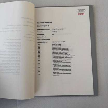 1999 Audi 24 Hours of LeMans Racing Team Press Kit Photos Brochure GERMAN