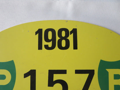 Vintage 1981 Hots Knots Rit Holland Car Rally Participant Plate Plaque #157 BP 