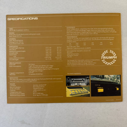 Triumph TR7 Convertible Brochure Car Advertising Catalog Canadian Market