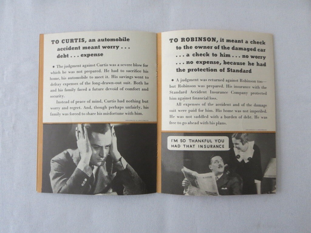 Vintage Standard Accident Insurance Book Sales Brochure 1930s - Auto Insurance 