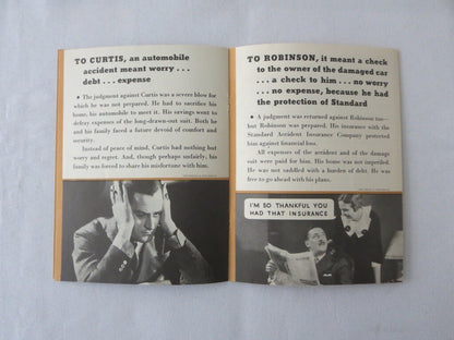 Vintage Standard Accident Insurance Book Sales Brochure 1930s - Auto Insurance 