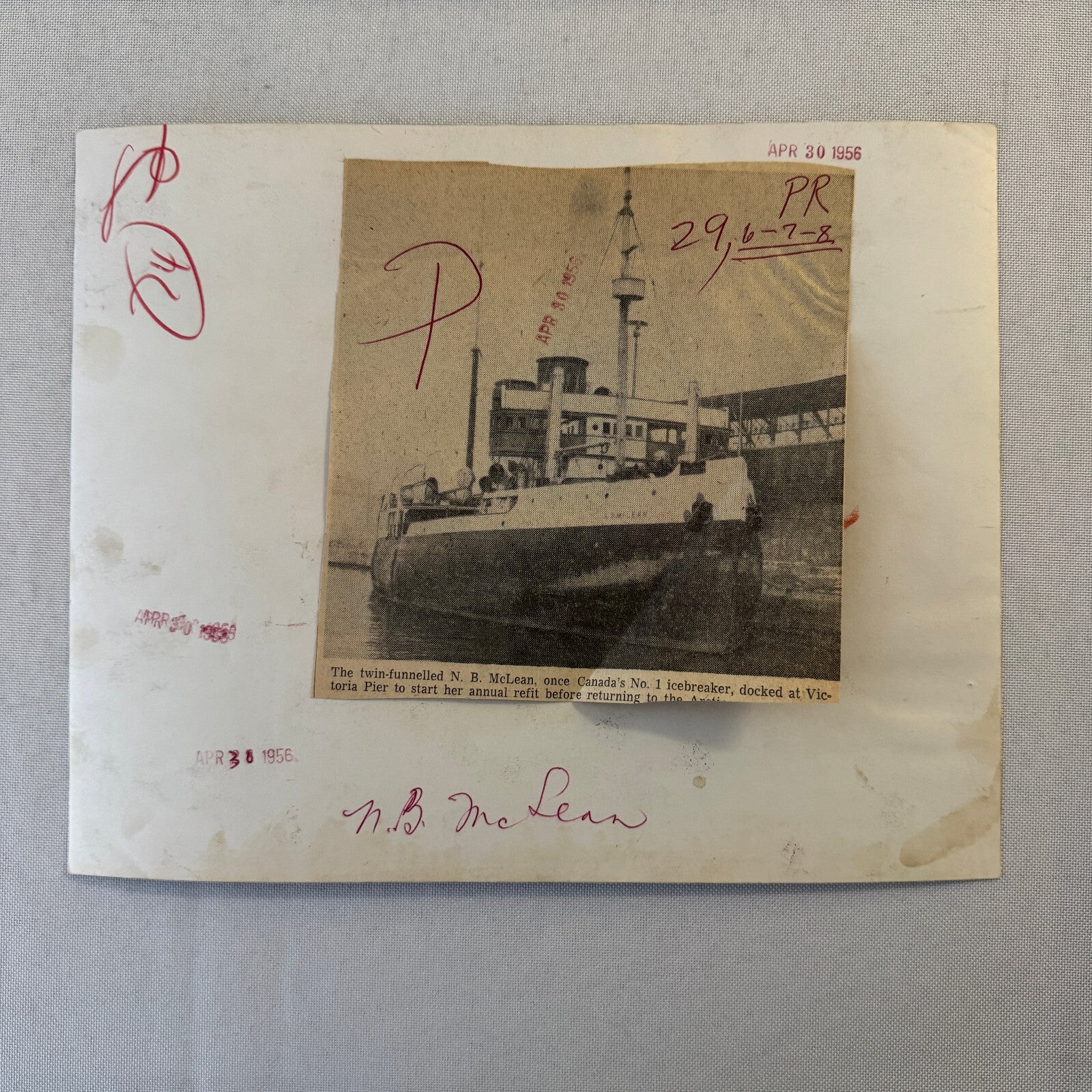 Vintage Ship Boat Photo Photograph Print NB McLean Icebreaker 1956