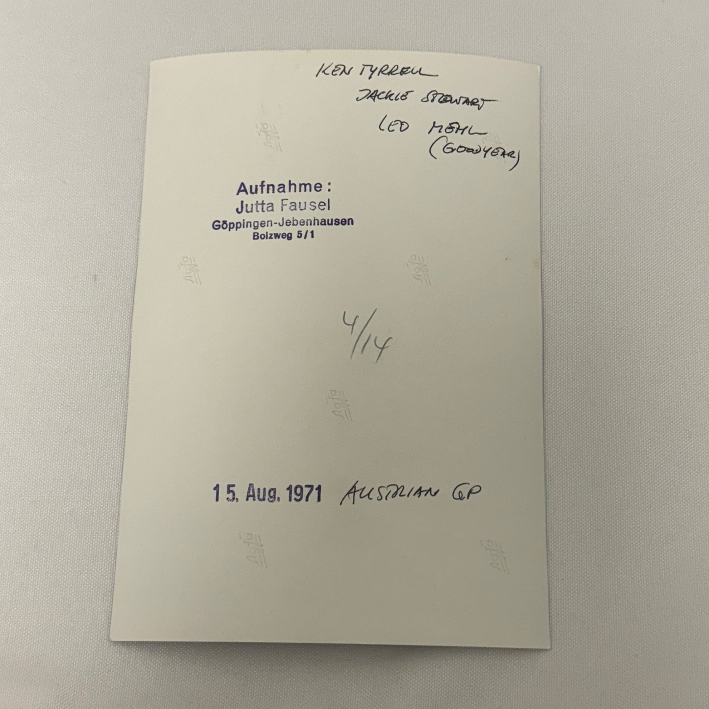 Vintage Racing Photo 1971 Austrian Grand Prix Ken Tyrrell Jackie Stewart