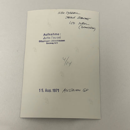 Vintage Racing Photo 1971 Austrian Grand Prix Ken Tyrrell Jackie Stewart
