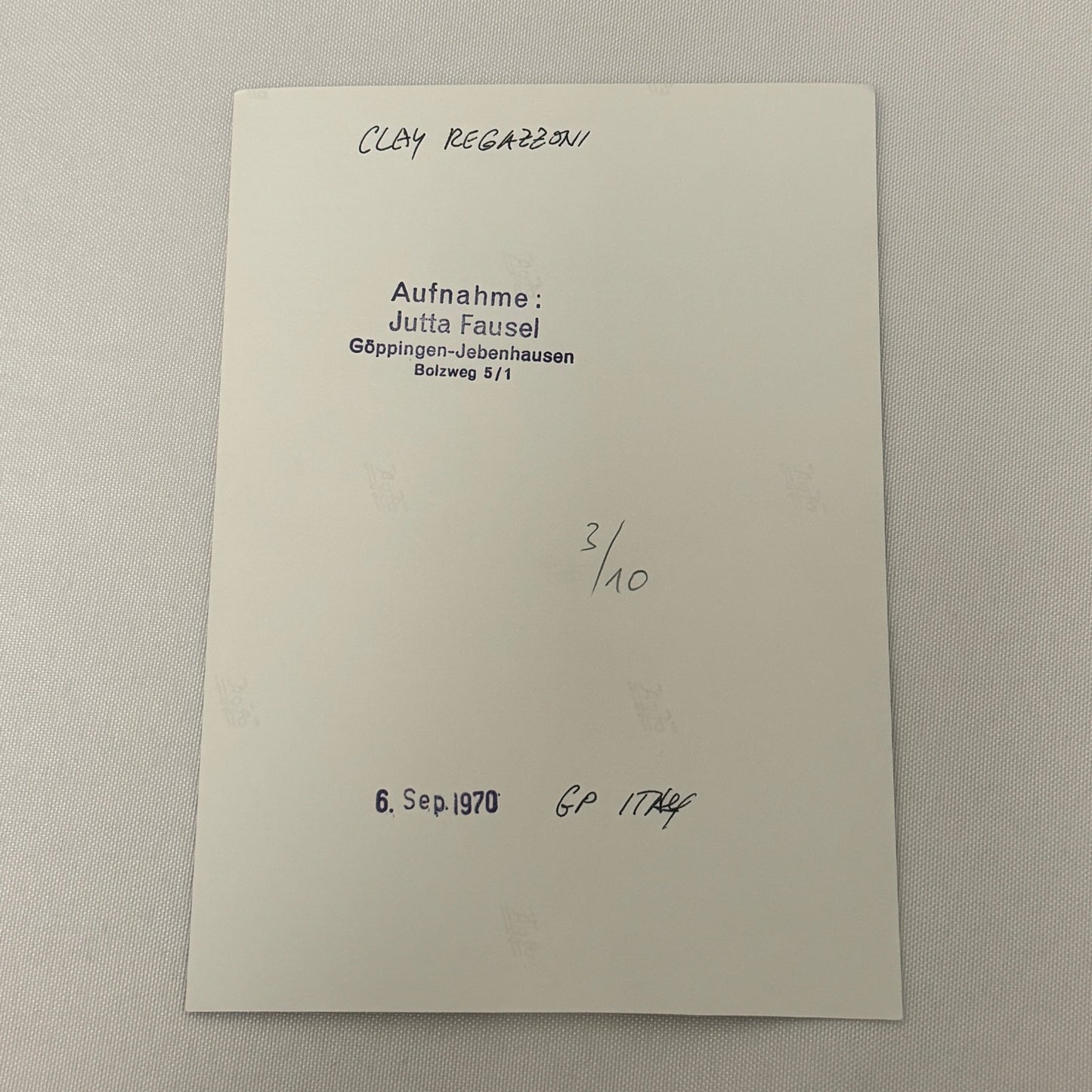 Vintage Racing Photo 1970 Italian Grand Prix Driver Clay Regazzoni Motorsport