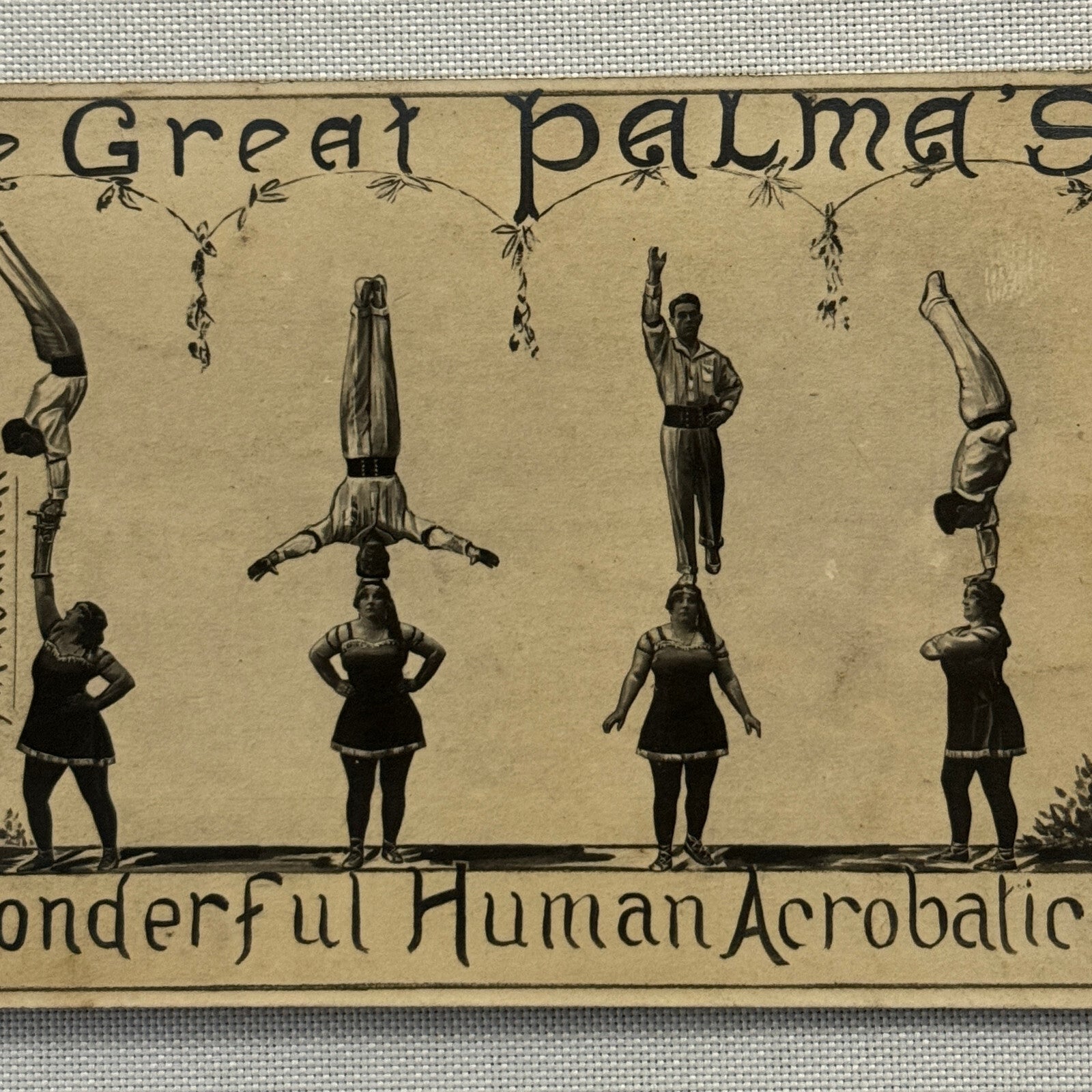 Vintage Circus Acrobat Act Postcard Post Card The Great Palmas European