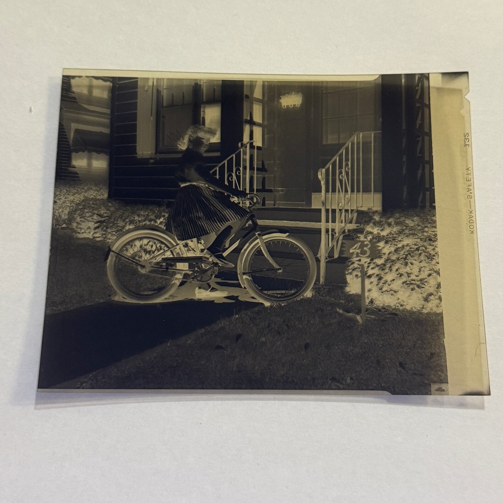 Vintage Photo Negative Victory Bicycle with Girl Bike Bicycles Bikes