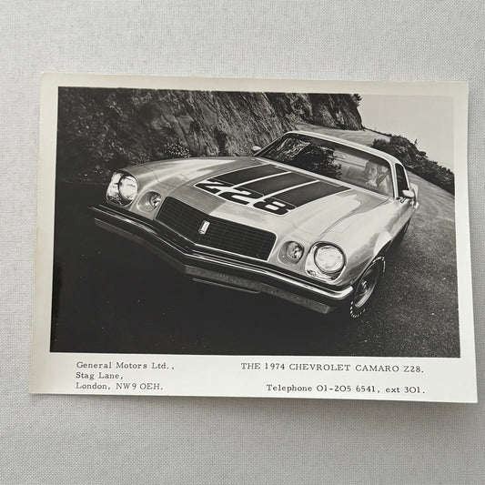 1974 Chevrolet Camaro Factory Press Photo Photograph Vintage RARE UK Market