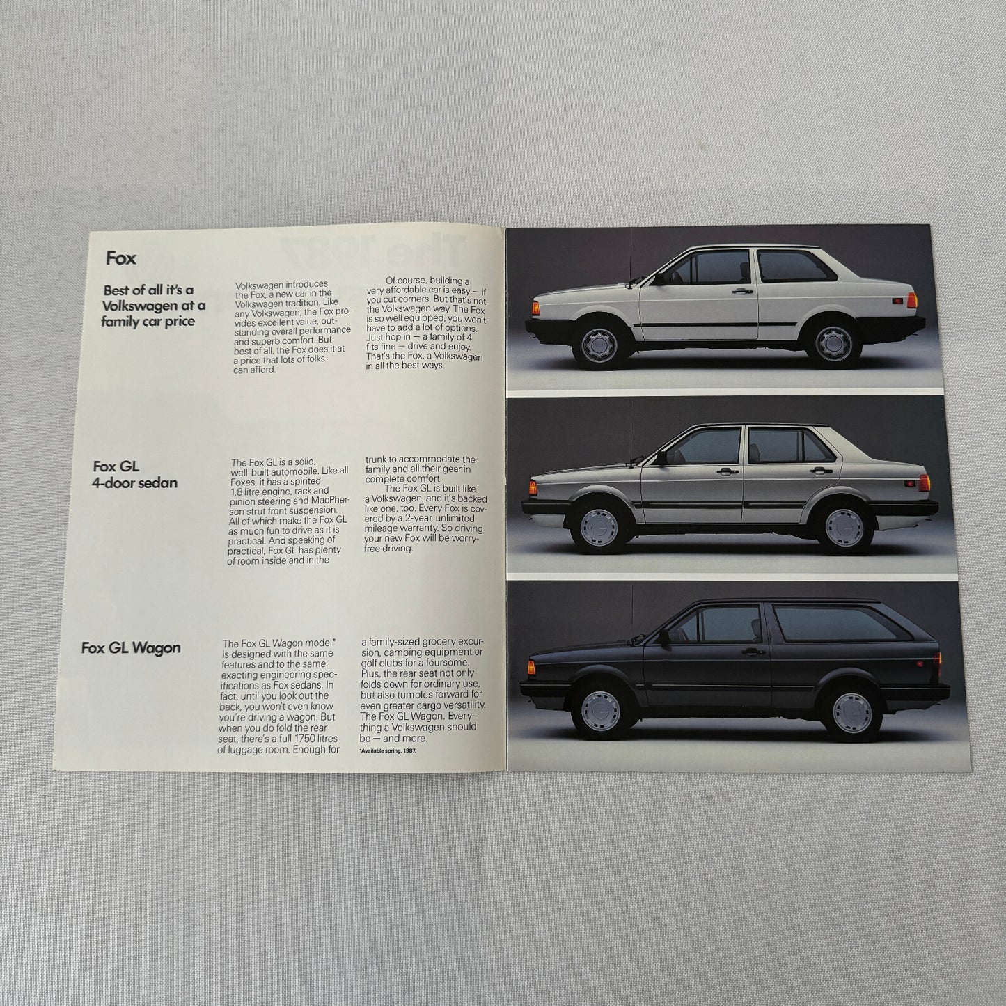 1987 Volkswagen VW Car Sales Brochure Catalog Scirocco Jetta Cabriolet Golf Fox