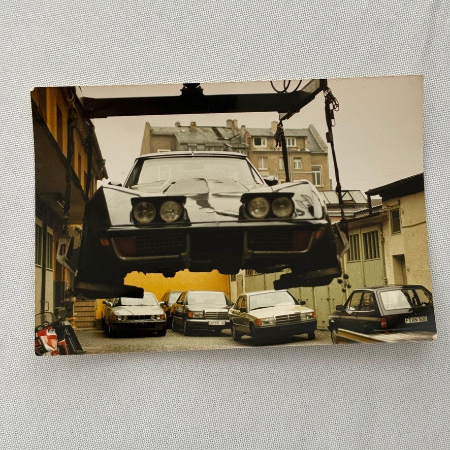 Chevrolet Corvette Parking Crane Germany Photo Photograph Print Lot 2x Mercedes