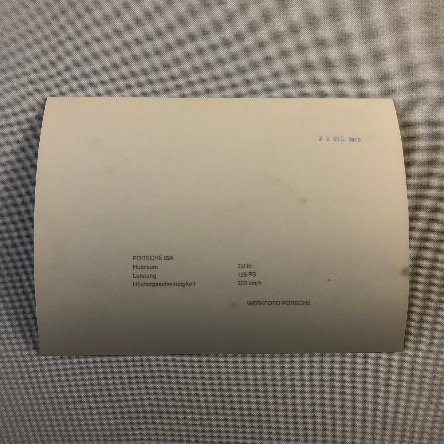 Vintage Porsche 924 Coupe Factory Werkfoto Press Photo Photograph