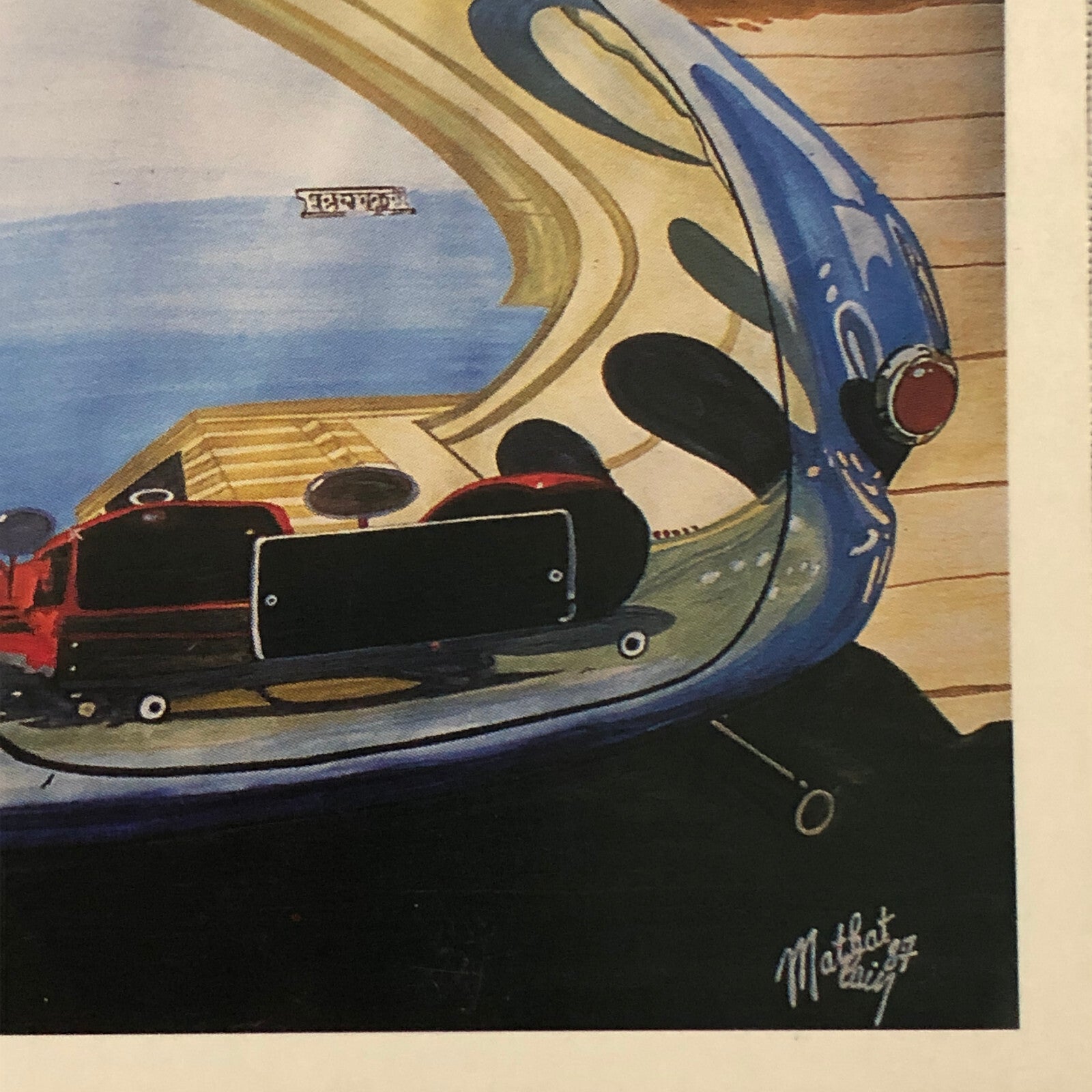 Ferrari Barchetta Illustration Postcard Post Card Alain Mathat