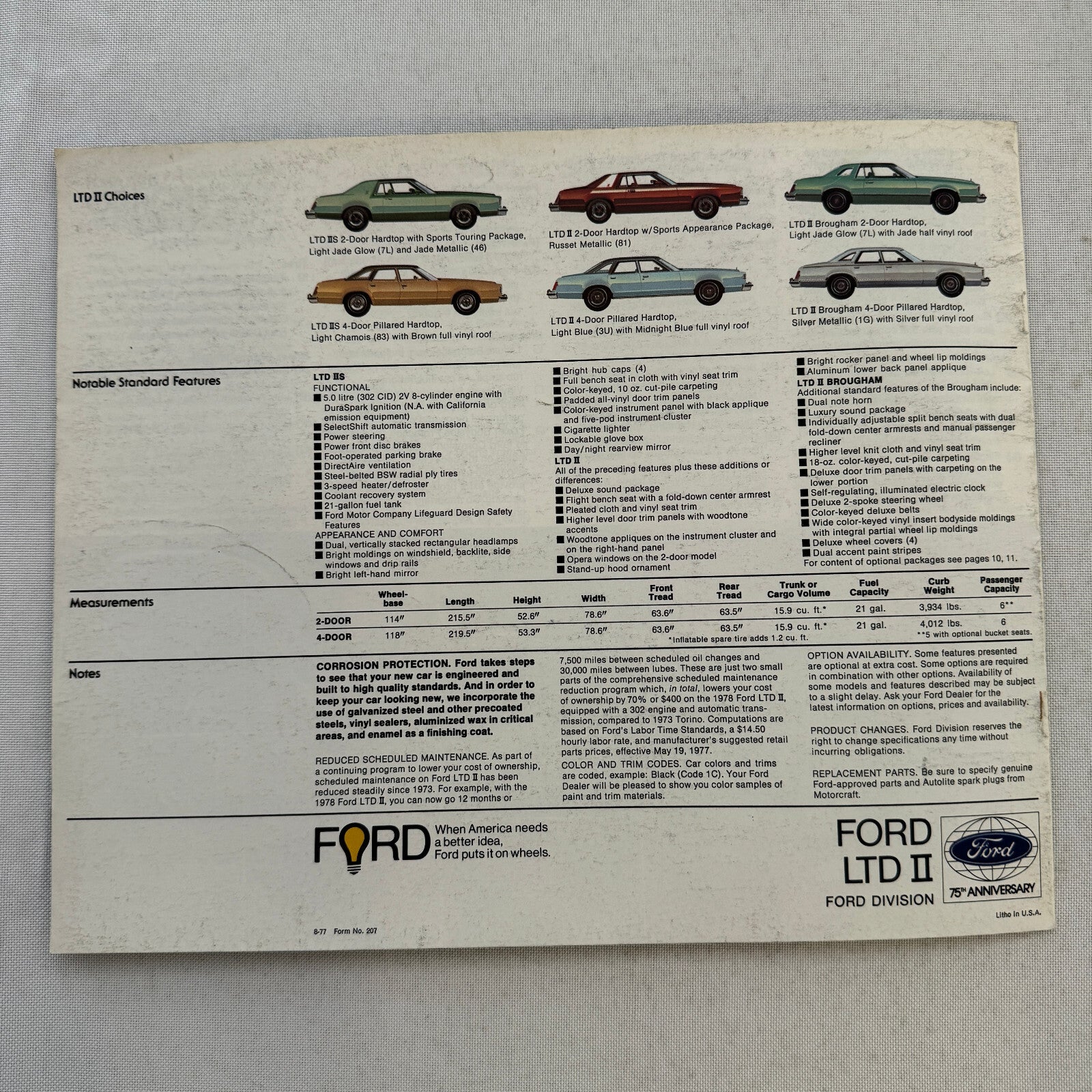 1978 Ford LTD II Car Sales Brochure Catalog Advertising Hardtop Sedan