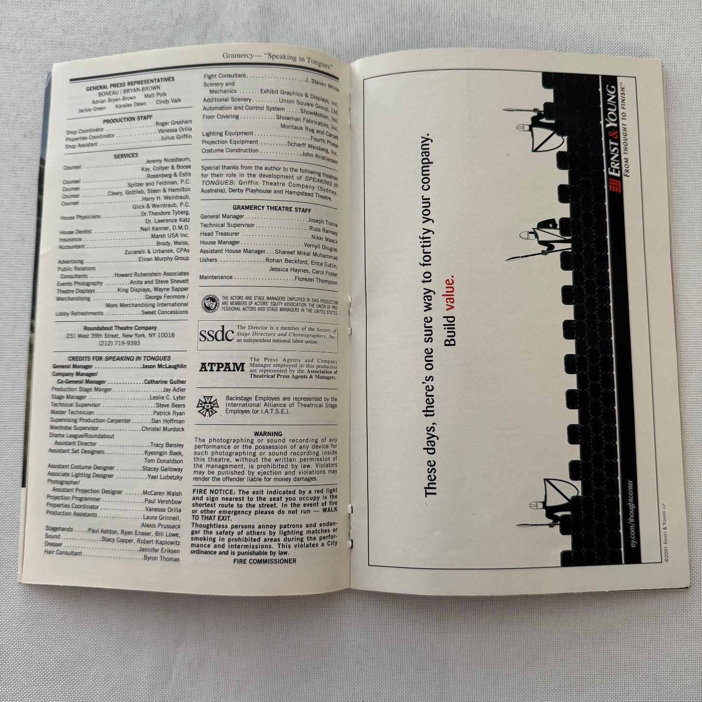 Speaking in Tongues Cast Signed Program Playbill Karen Allen and More 2001