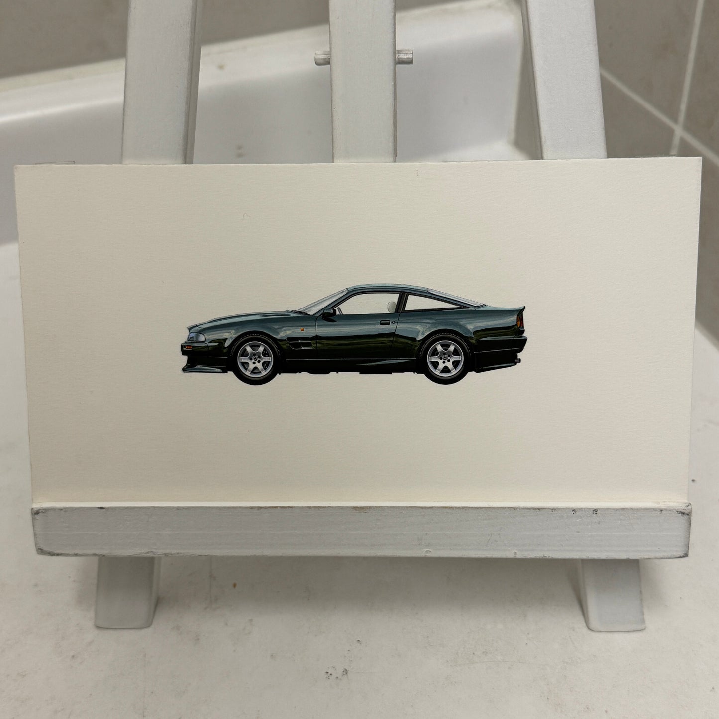 1993 Aston Martin Vantage Car Illustration Art Drawing Vintage Miniature