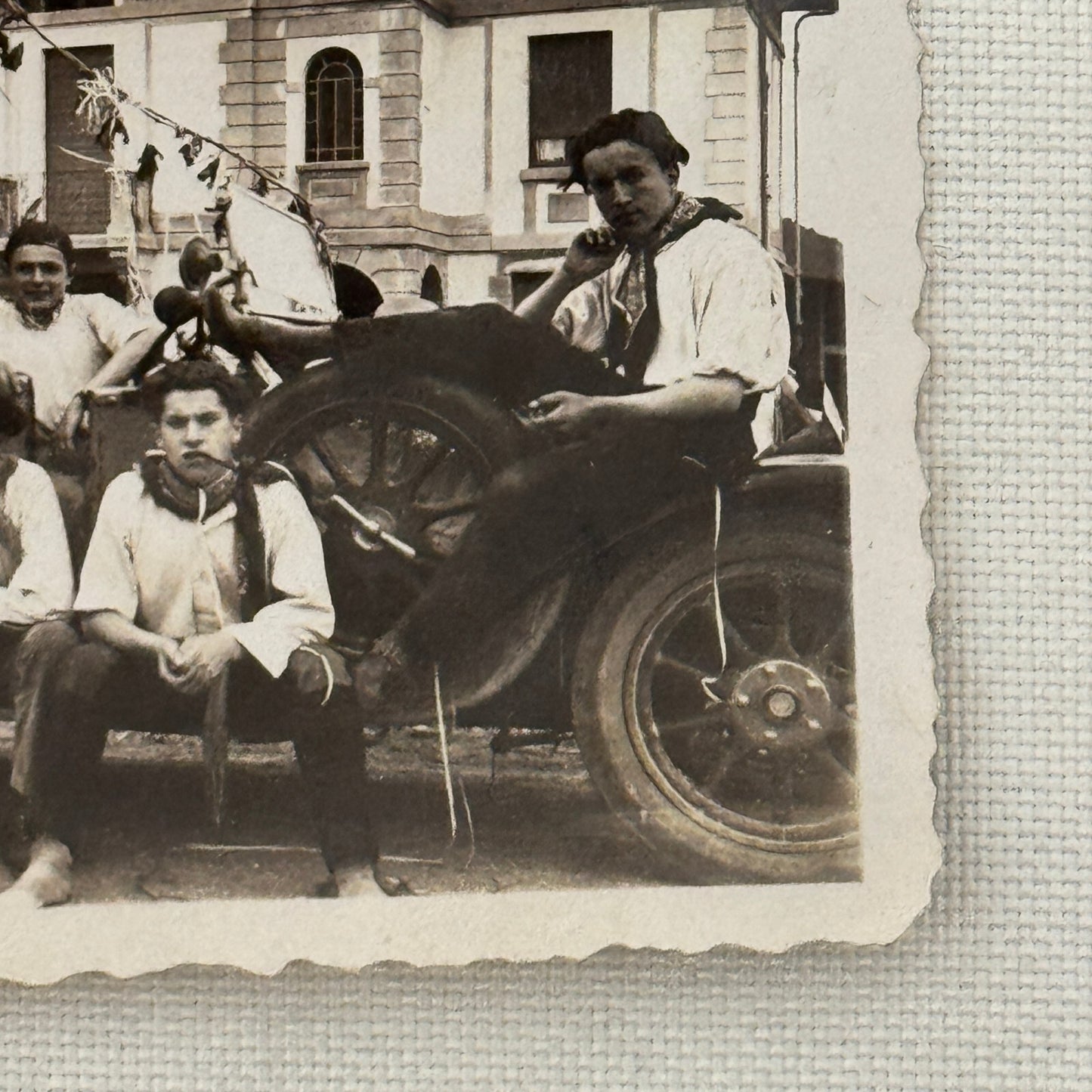 Vintage Photograph Photo Antique People with Early Automobile Car