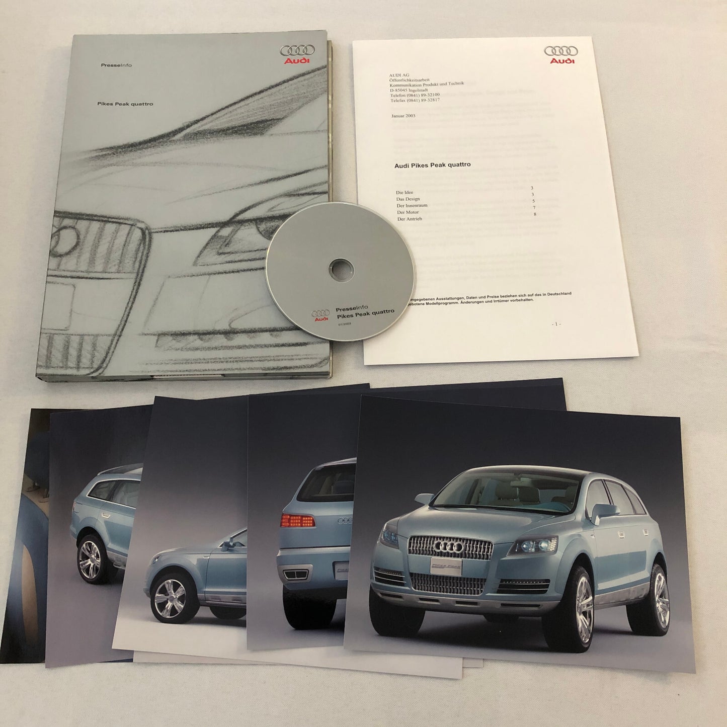2003 Audi Pikes Peak Quattro Concept Car Prototype Press Kit Photos CD GERMAN