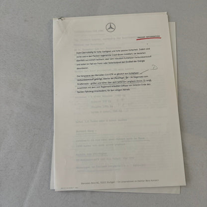 1997 Mercedes CLK GTR GT Racing Press Kit Photos GERMAN