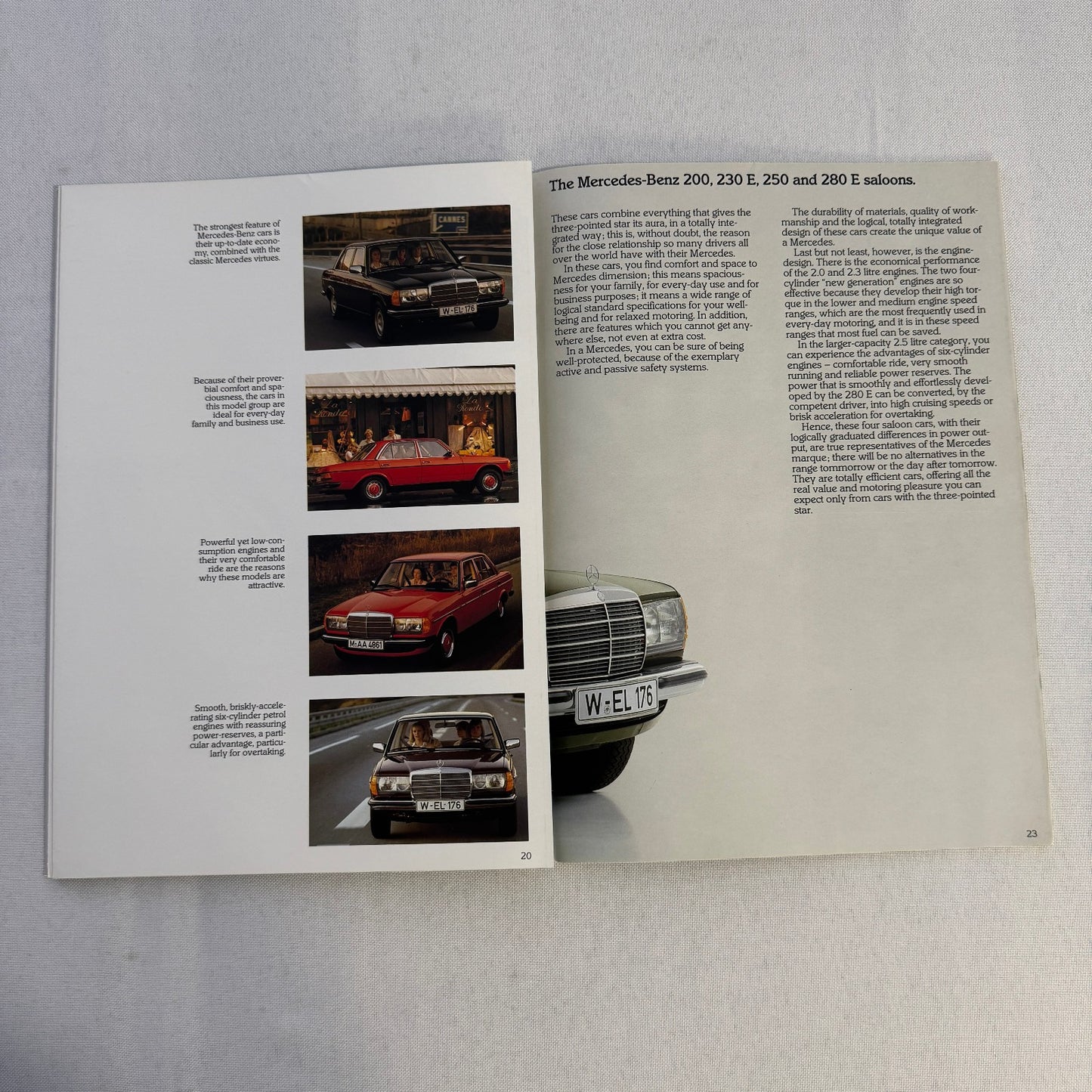 Mercedes Benz Car Brochure 280SL 500 SL 380 SL 280CE 200T 240D 300D 190D 190 250