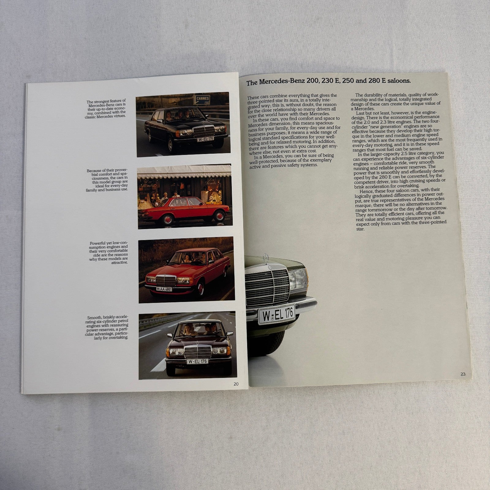 Mercedes Benz Car Brochure 280SL 500 SL 380 SL 280CE 200T 240D 300D 190D 190 250