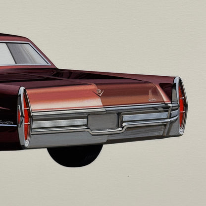 Vintage Cadillac Coupe de Ville Car Illustration Art Drawing Hand Drawn