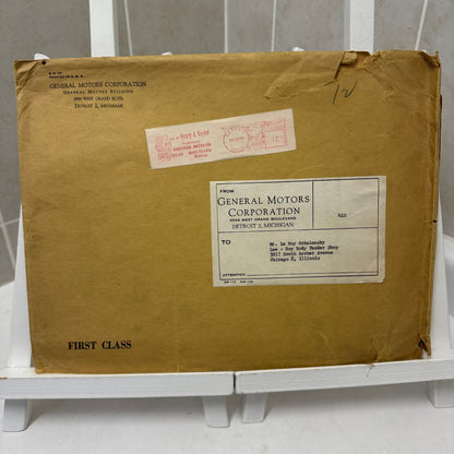 Vintage General Motors GM Envelope 1954 Postmark Empty