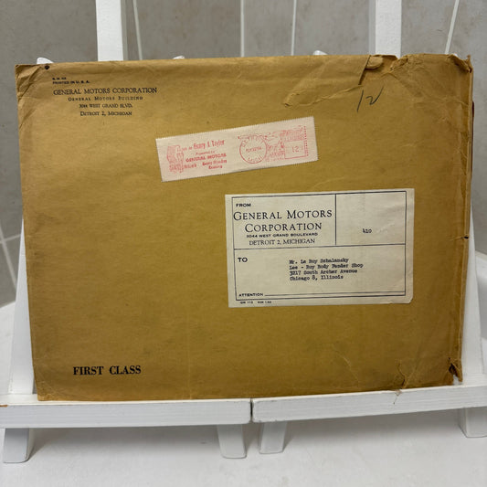 Vintage General Motors GM Envelope 1954 Postmark Empty