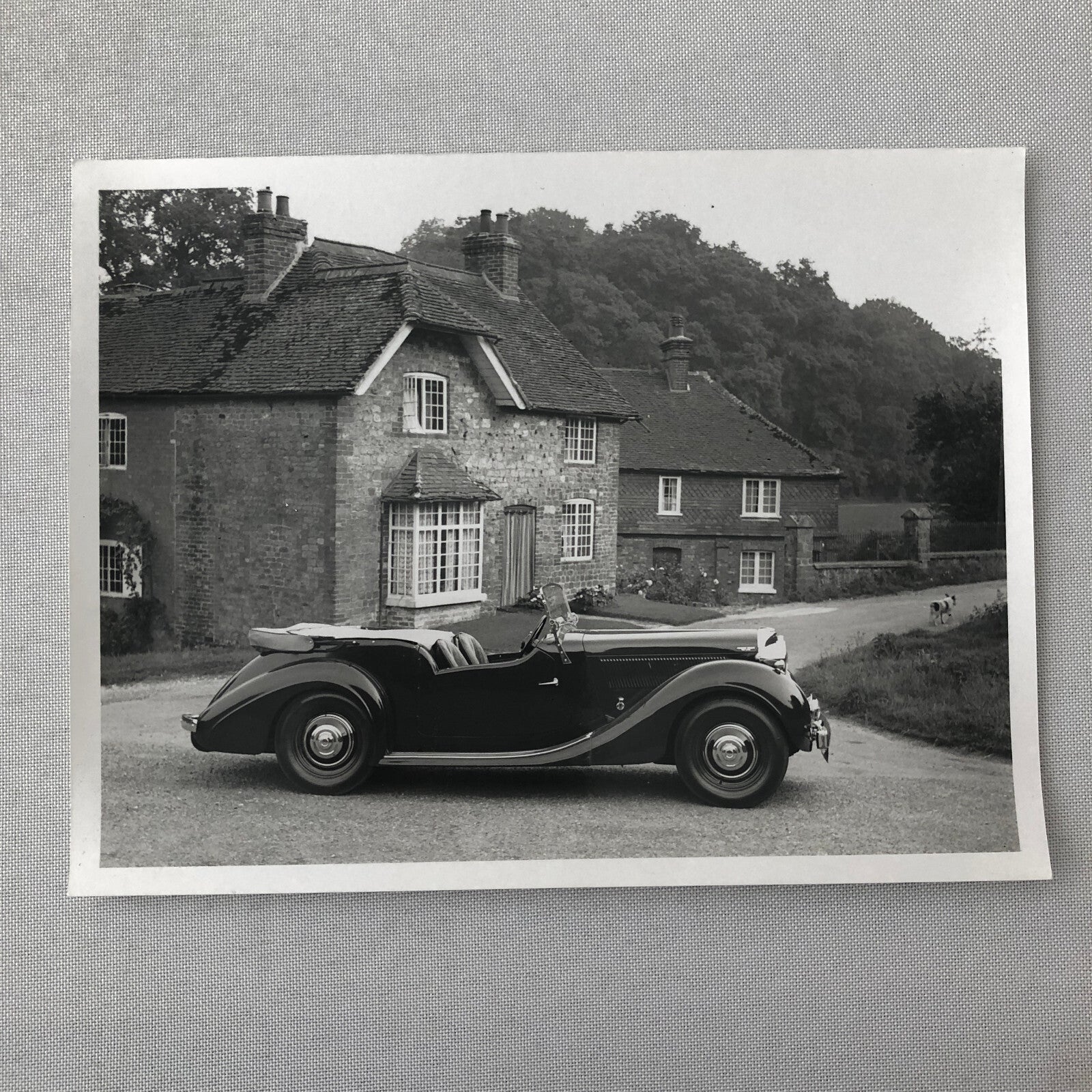Vintage Car Automobile Outside Estate Home Photo Photograph Print - Lagonda ? 
