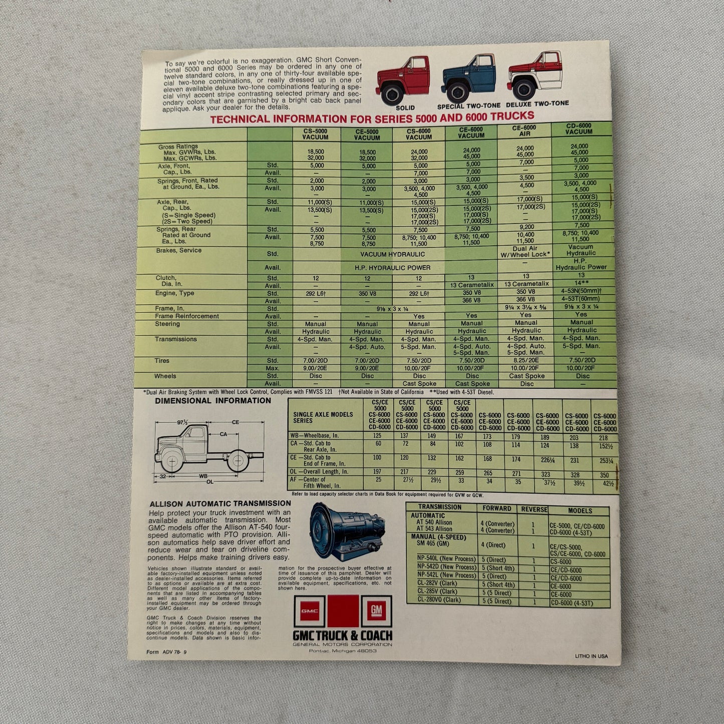 GMC 97.5 Conventional Series Truck Sales Brochure Catalog 5000 6000 Vintage