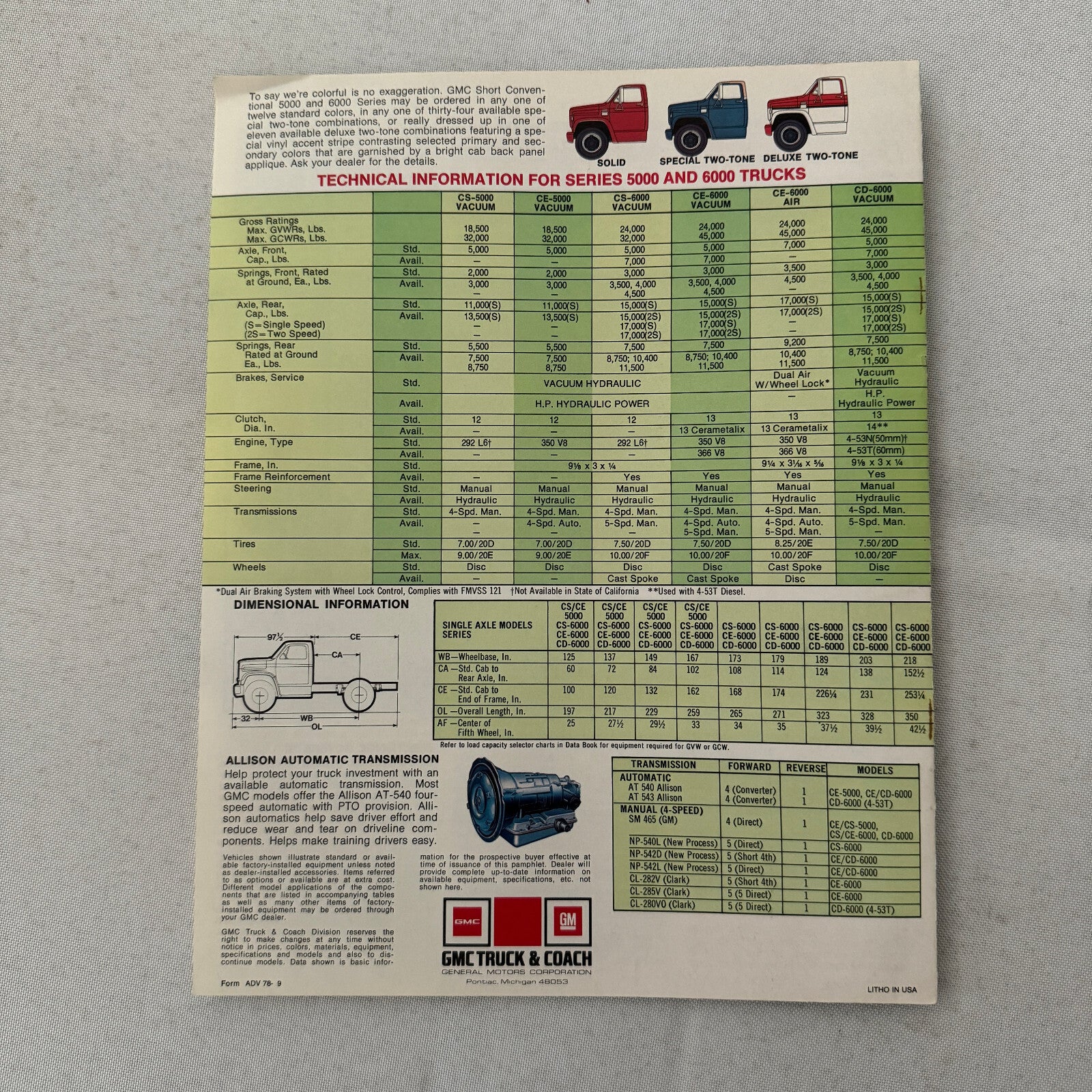 GMC 97.5 Conventional Series Truck Sales Brochure Catalog 5000 6000 Vintage