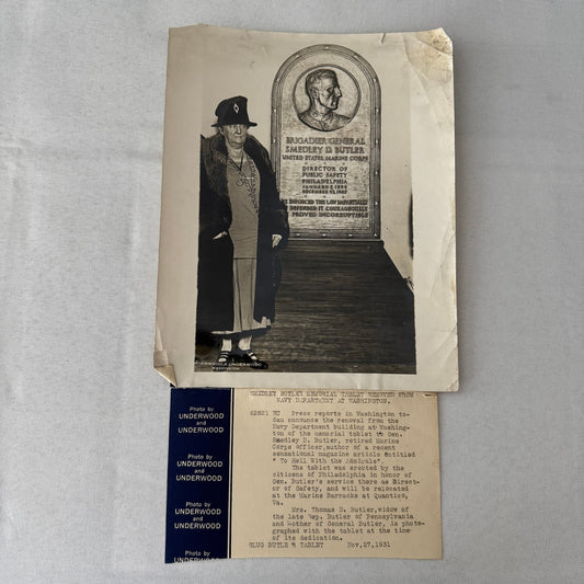 American Military Brigadier General Smedley Butler Memorial Press Photo 1931